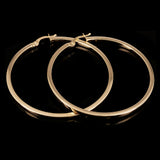 Italian 14k Yellow Gold Polished Flat Tube Hollow Hoop Earrings 1.8" 2mm 3.1g