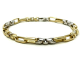 14k Two Tone Gold Handmade Fashion Link Bracelet 7.5" 5.5mm 15.2 grams