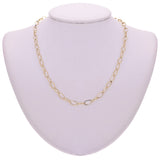 Italian 14k Yellow Gold Plain & Diamond Cut Oval Link Chain Necklace 18" 9.4 grams - 18" 9.4 grams
