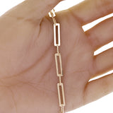 Italian 14k Yellow Gold Paper Clip Link Necklace, Bracelet & Earrings Set 16.4 grams