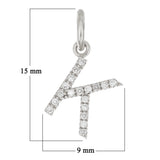 14k White Gold Diamond Initial Letter K Charm Pendant - Letter K,White