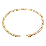 Italian 14k Two Tone Gold Cuban Chain Bracelet w/ White Pave 7.5" 3.8mm 2.9grams