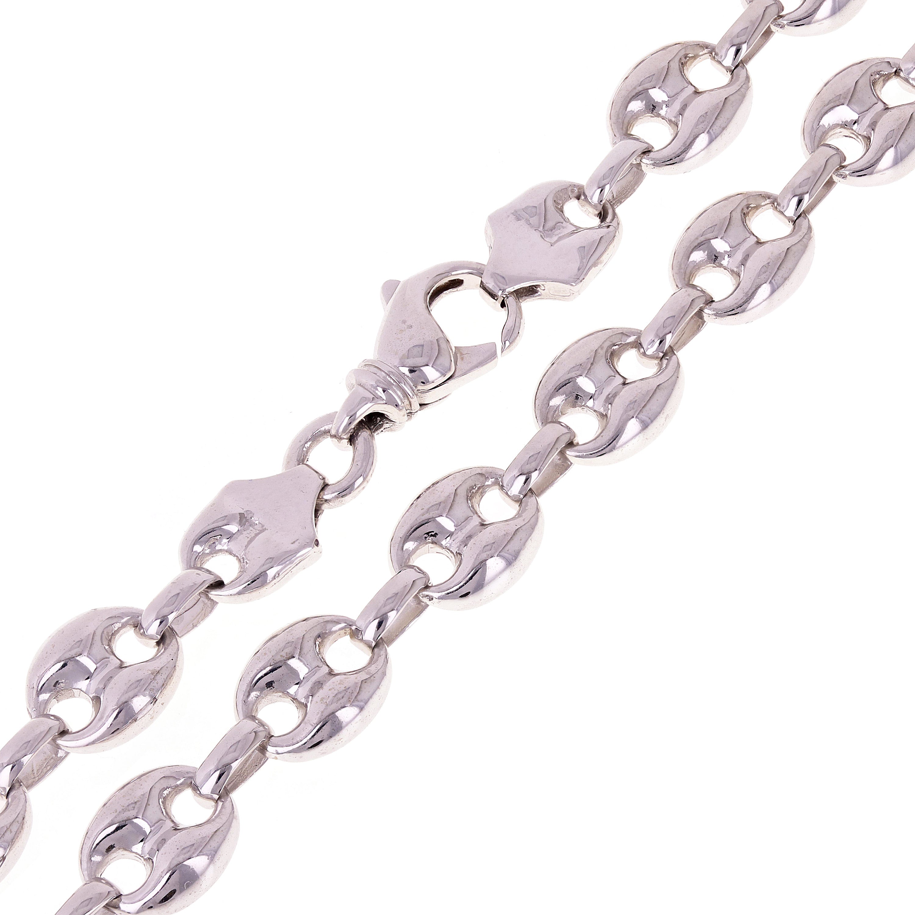 14k White Gold Solid Puffy Gucci Mariner Chain Necklace 20" 11.7mm 123.8 grams - White,20"