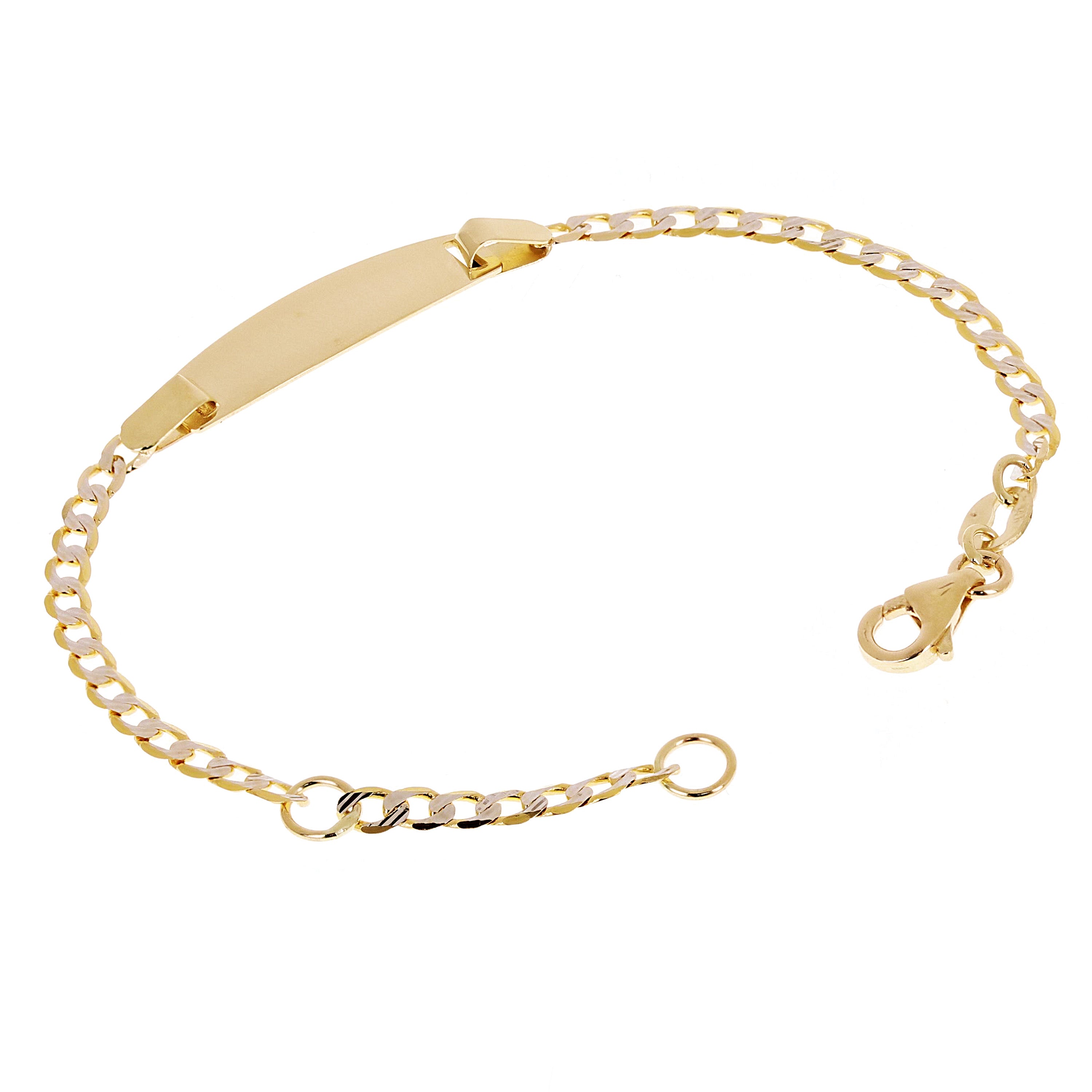 Italian 14k Two Tone Gold Engravable Baby Kids Cuban ID Bracelet 5.5" 2 grams