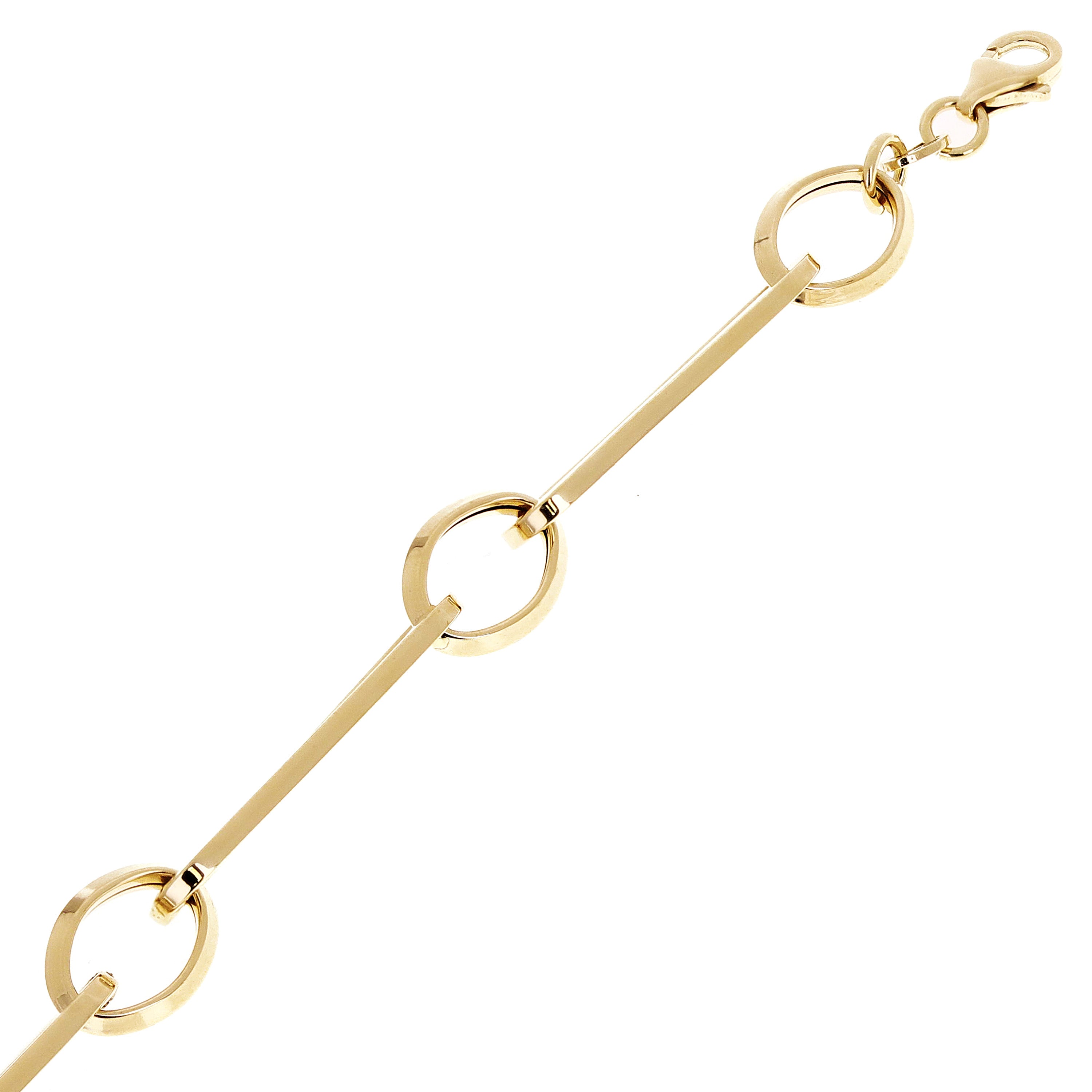 Italian 14k Yellow Gold Hollow Oval & Paper Clip Chain Bracelet 7.75" 3.8 grams