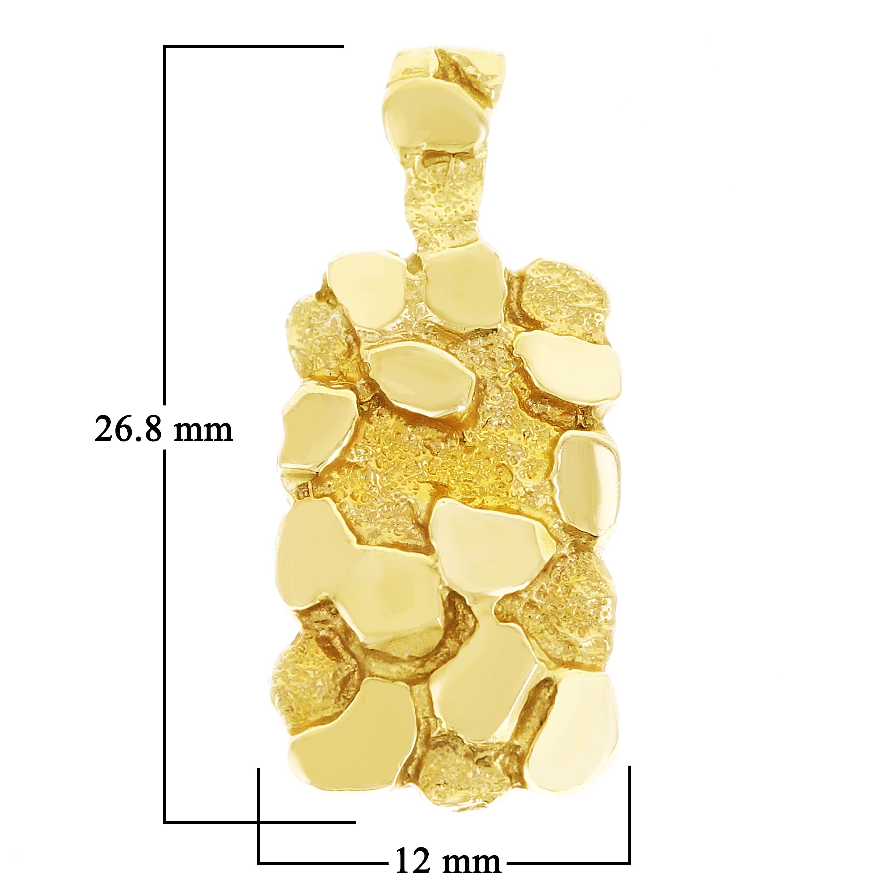 14k Yellow Gold Solid Rectangle Nugget Charm Pendant 1.1" 5.1 grams