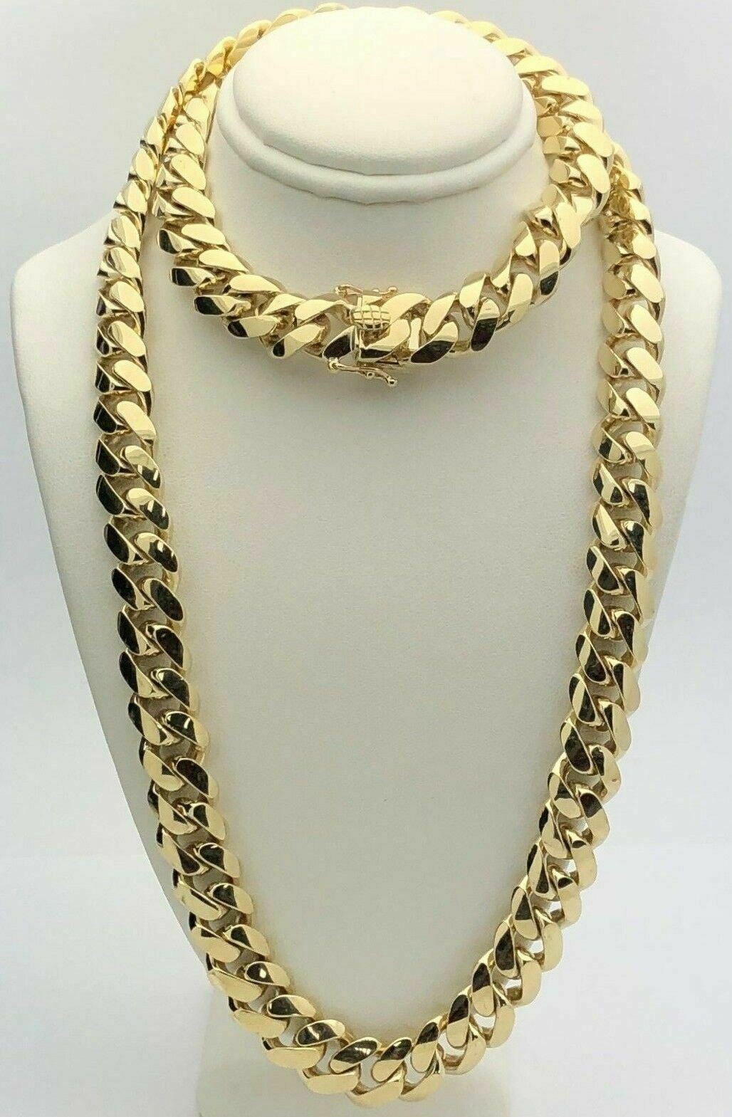 Men's 10k Yellow Gold Solid Heavy Miami Cuban Chain Necklace 28" 12.5mm - 267.9g - 28"