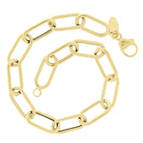 Italian 14k Yellow Gold Hollow Twisted Paper Clip Link Bracelet 7.75" 7.5mm 5g