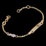 Italian 14k Yellow & White Gold Teddy Bear Charm Baby Kids ID Bracelet 5.5" 2g