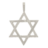 14k White Gold Diamond Cut Jewish Star of David Charm Pendant 1.25" 3.6 grams - White
