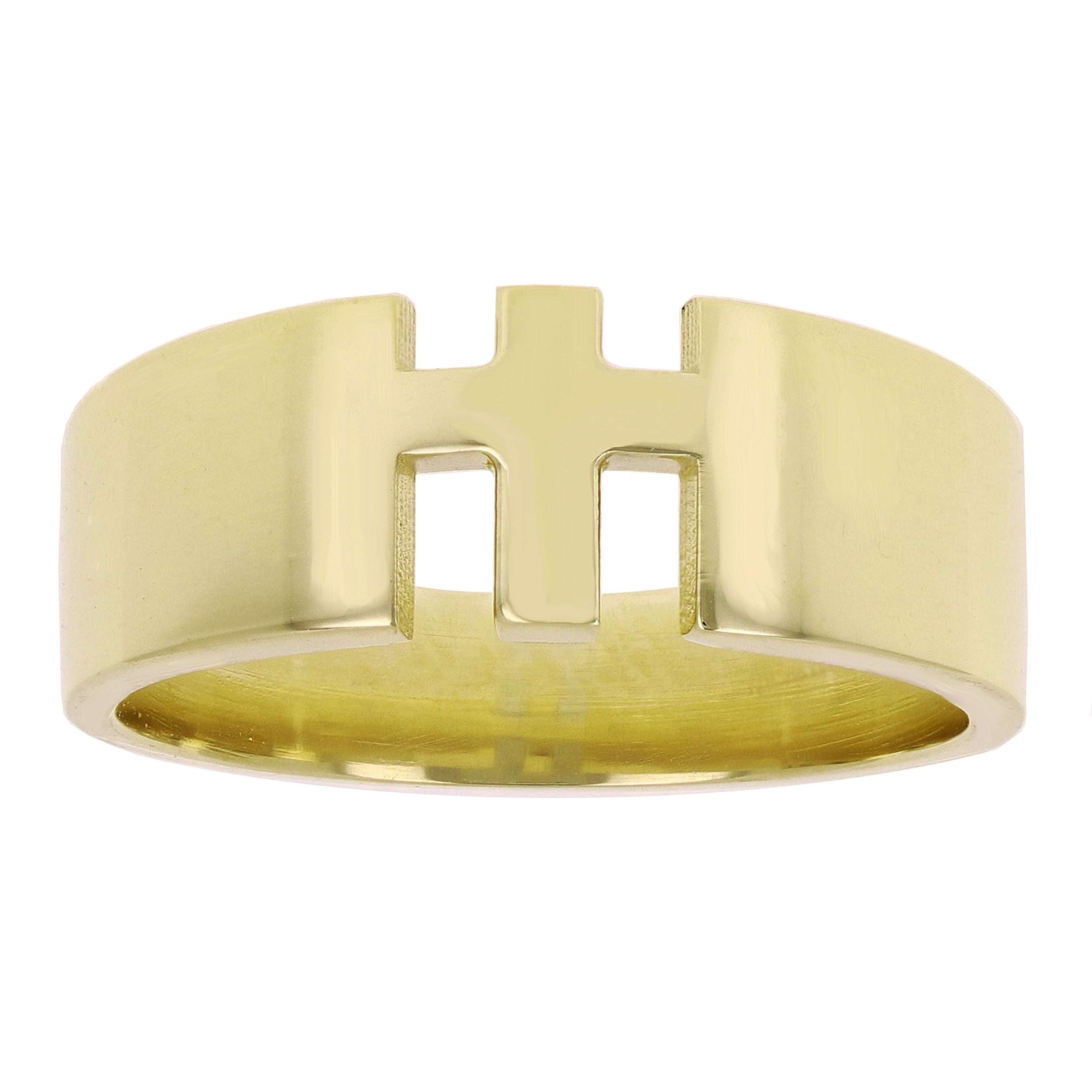 14k Yellow Gold Solid Simple Cross Ring Size 8 - 7.4mm 5.9 grams
