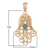 14k Rose Gold Hamsa Hand Of Fatima Charm Pendant with Turquoise Evil Eye 2 grams - Rose