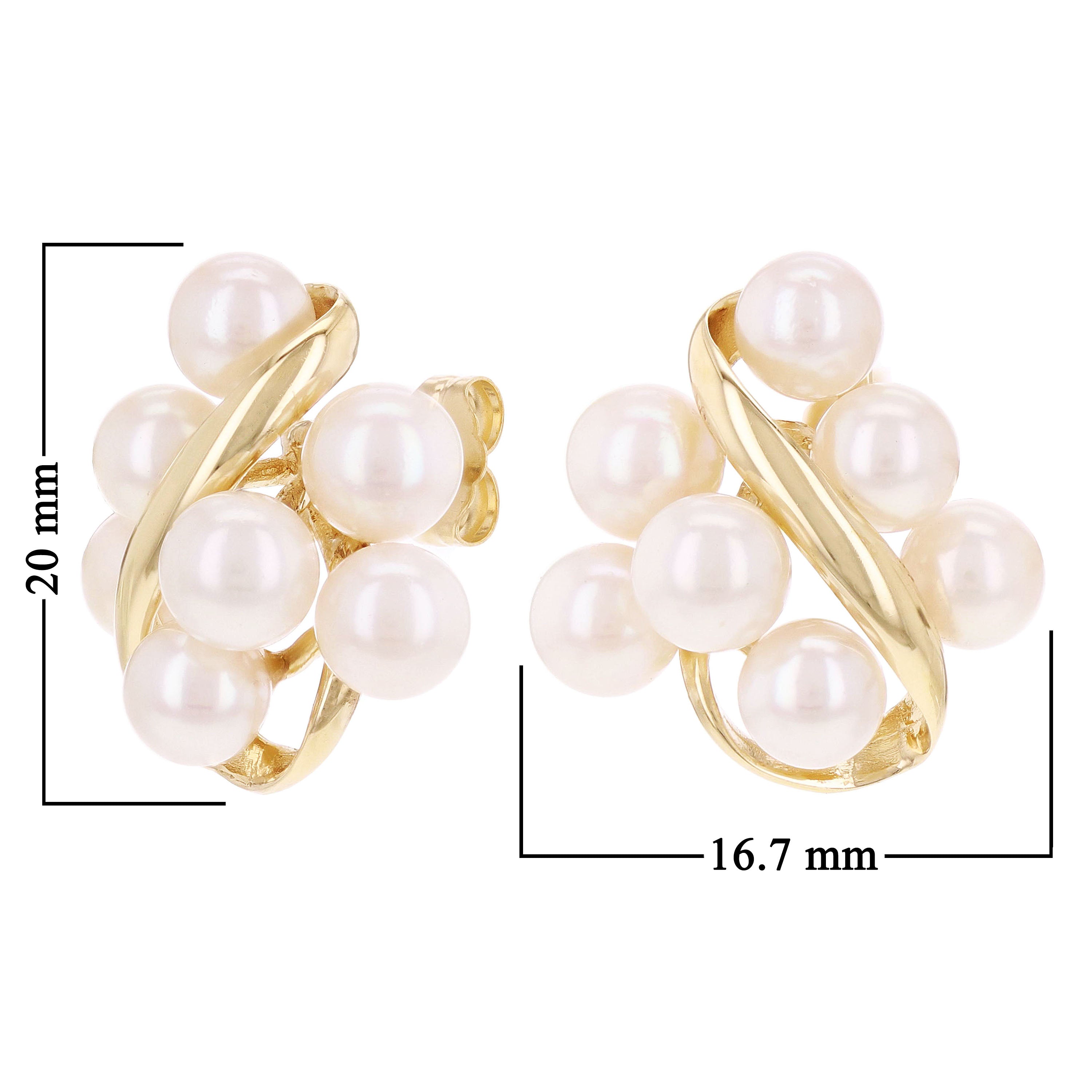 14k Yellow Gold Infinity Fresh Water Pearls Stud Earrings 20mmx16.7mm 5.7 grams