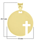 Italian 14k Yellow Gold Cross Cut Out Disc Religious Charm Pendant 0.8 grams - Large