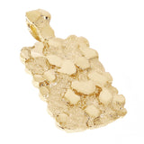 14k Yellow Gold Solid Chunky Rectangle Nugget Charm Pendant 1.6" 12.9 grams
