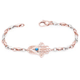 10k Two Tone Gold Hand of Fatima Hamsa Charm Bracelet with Turquoise 7" 8.5grams - 7"