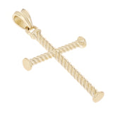 14k Yellow Gold Twisted Rope Cross Religious Charm Pendant 1.7" 5.4 grams