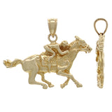 14k Yellow Gold Solid Running Jockey Horse Charm Pendant 3 grams - Yellow