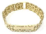 Men's 10k Yellow Gold Solid Nugget ID Bracelet Adjustable 8" 21mm 51.9 grams