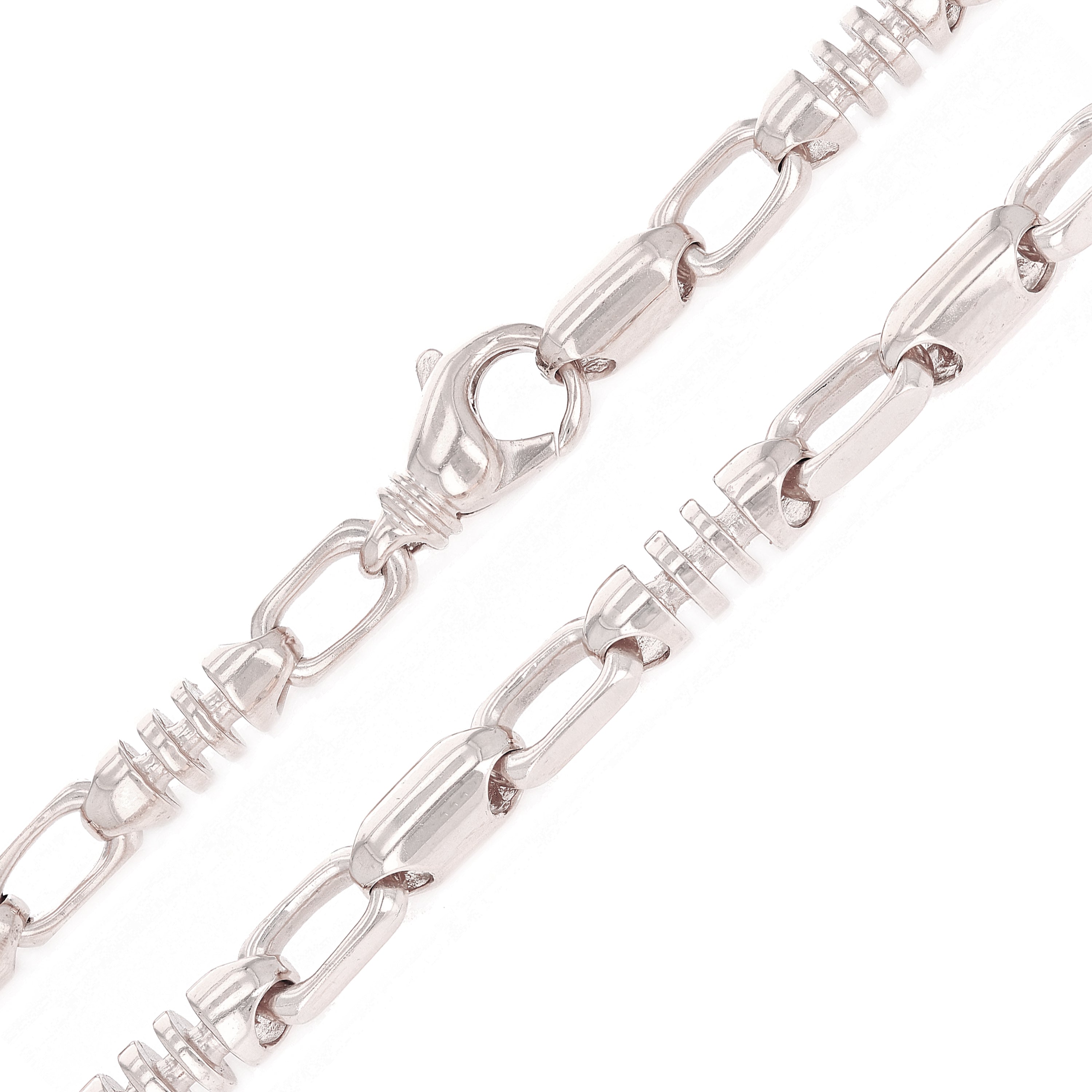 14k White Gold Handmade Fashion Link Necklace 28" 6.9mm 123.1grams - White,28"