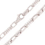 14k White Gold Handmade Fashion Link Necklace 28" 6.9mm 123.1grams - White,28"