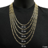 Italian 10k Yellow Gold Hollow Figaro Chain Necklace 20" 5mm 7.6 grams - 20" 7.6 grams