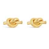 Italian 14k Yellow Gold Bright Shine Pretzel Love Knot Tubular Stud Earrings - Yellow,Small