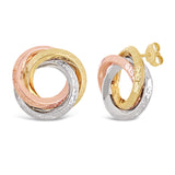 Italian 14k Yellow White or Rose Gold Knife Edge Greek Key Love Knot Earrings