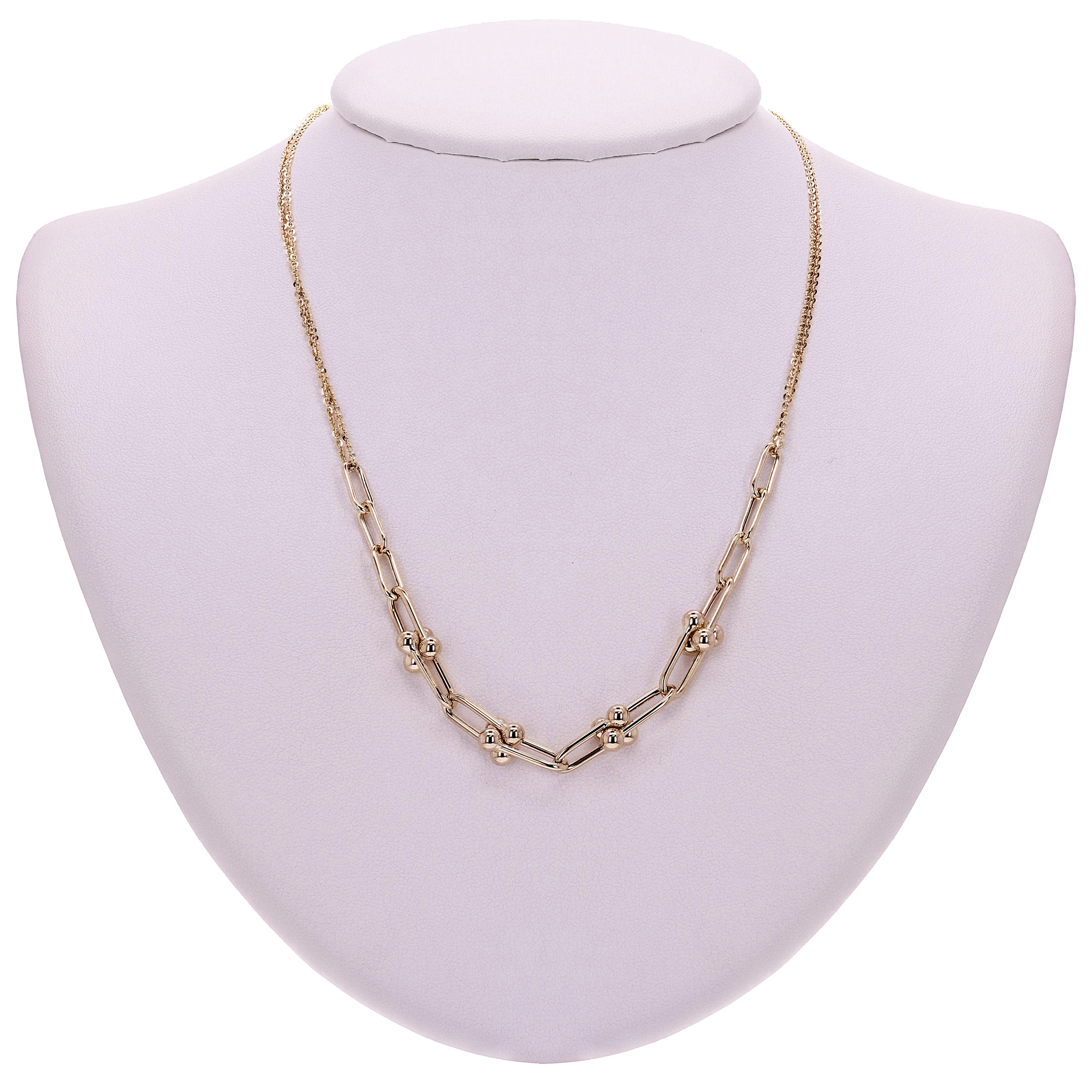 Italian 14k Yellow Gold Paper Clip U-Link Double Rolo Chain Necklace 18" 8.8 grams