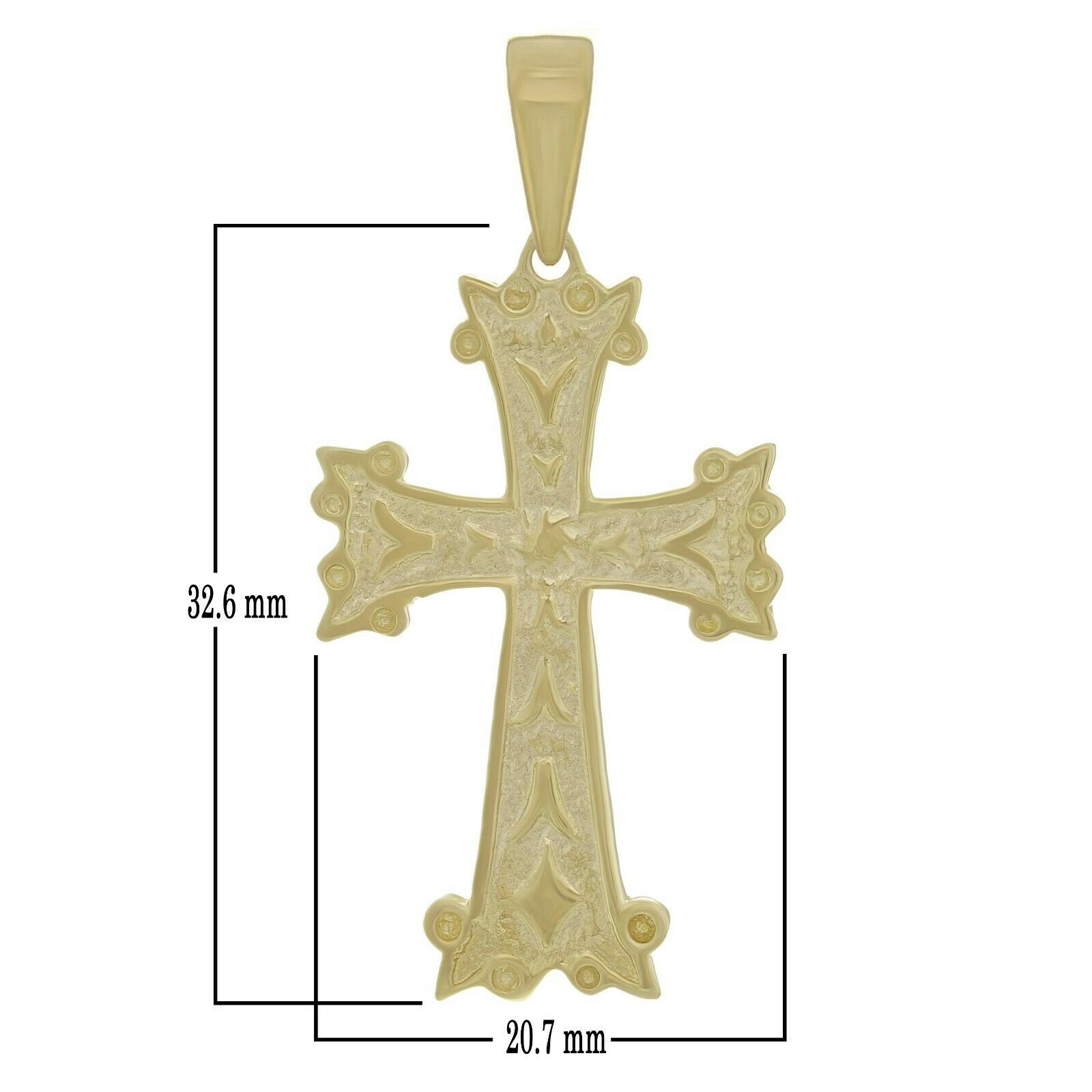 10k Yellow Gold Solid Diamond Cut Religious Cross Charm Pendant 1.6" 3.8 grams