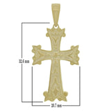10k Yellow Gold Solid Diamond Cut Religious Cross Charm Pendant 1.6" 3.8 grams