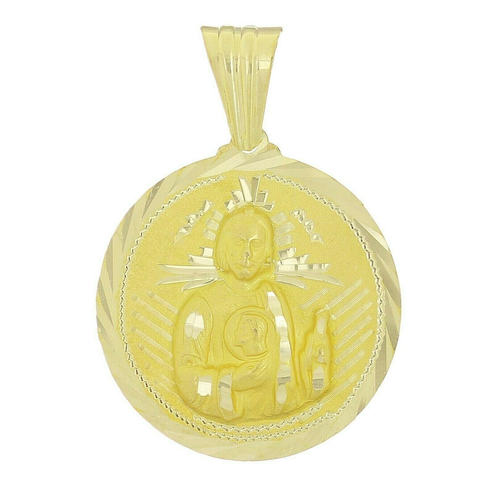 14k Yellow Gold Saint Jude Medal Round Religious Charm Pendant 1.74" 7.1 grams