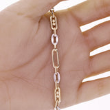 Italian 14k Two Tone Gold Oval & Paper Link Chain Bracelet 7.5" 5.7mm 4.1 grams
