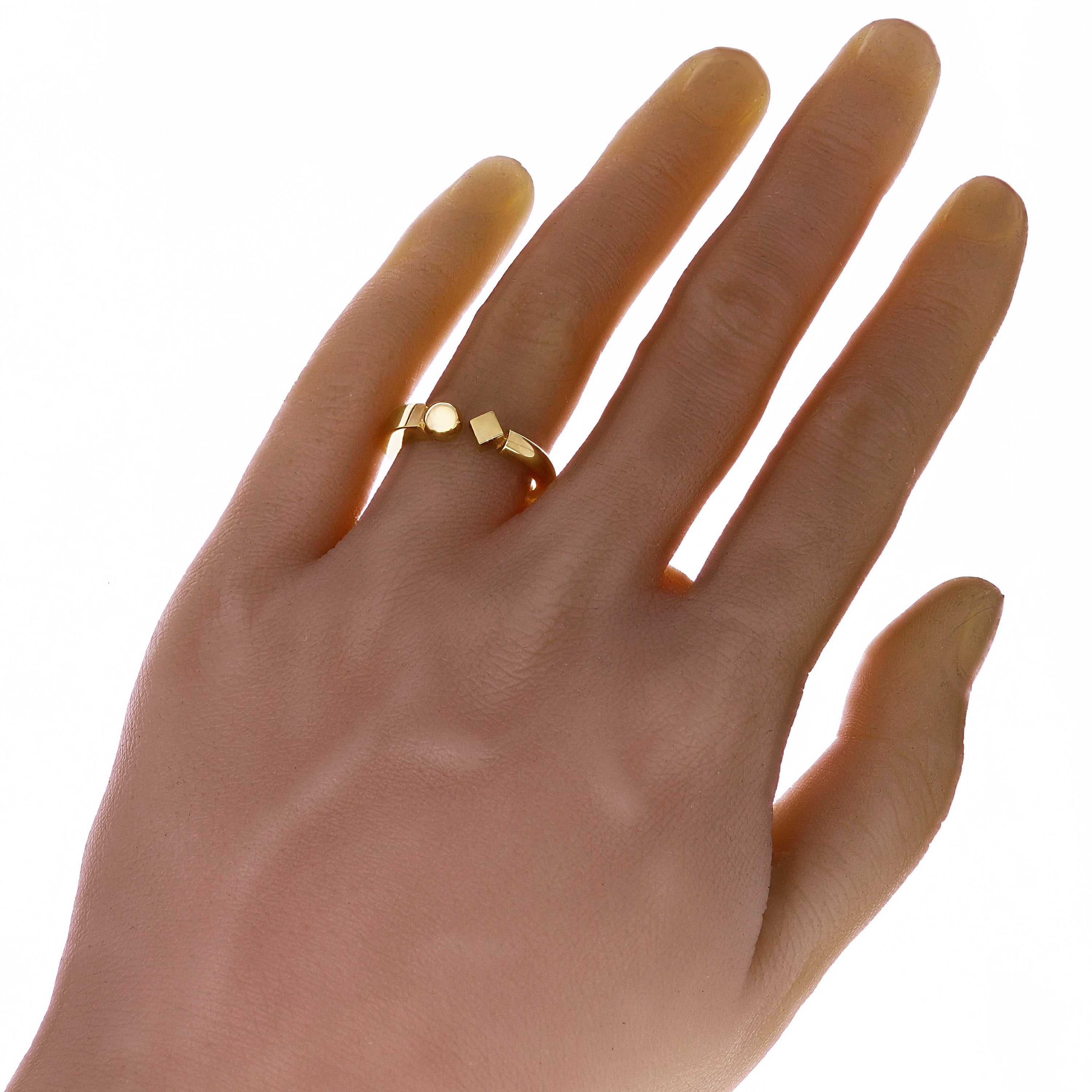 14k Yellow Gold Split Ball & Diamond Shape Open Ring Size 8 - 5.4mm 6.7 grams