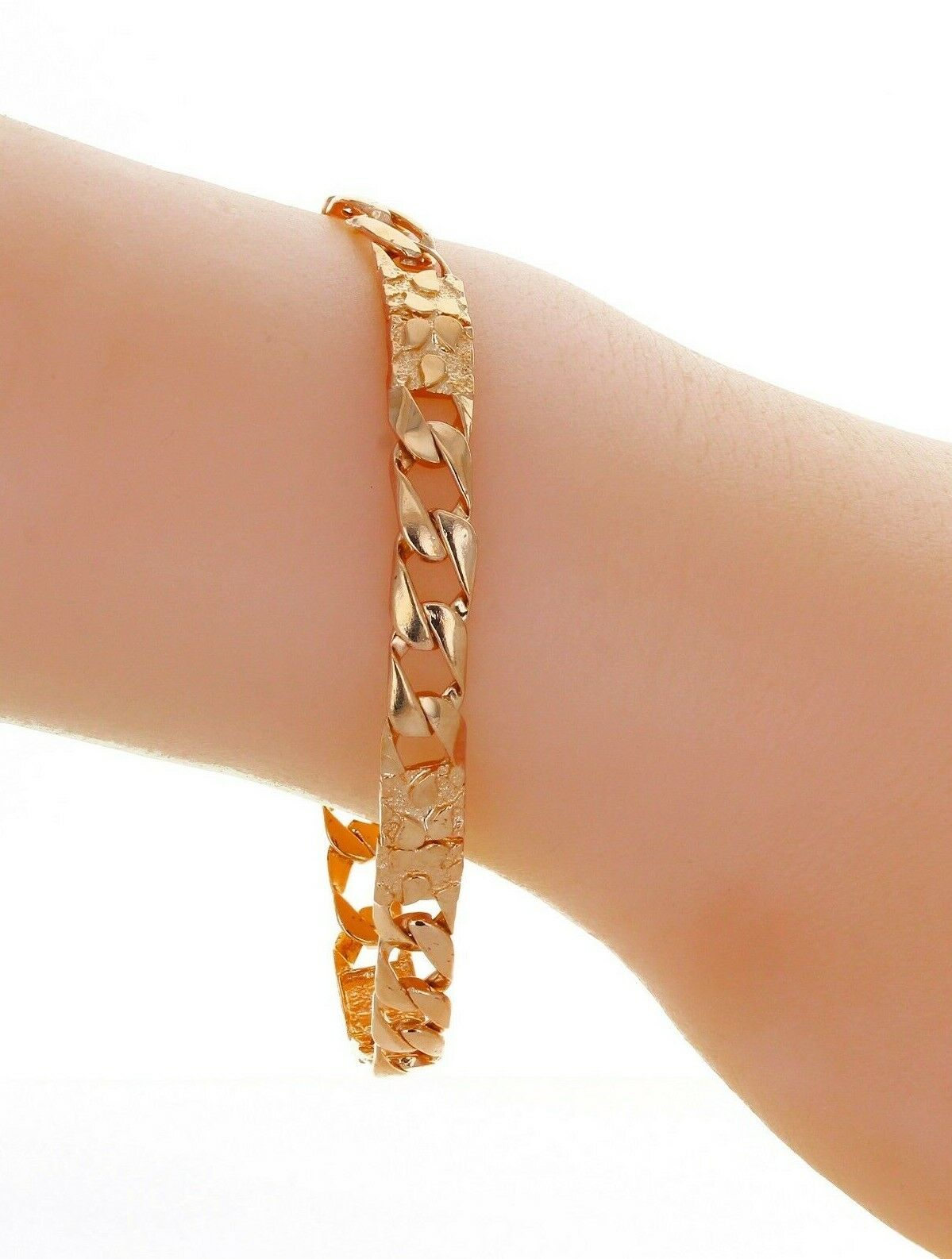 14k Rose Gold Cuban Nugget Bracelet Link 7.5" 6.5mm 12 grams
