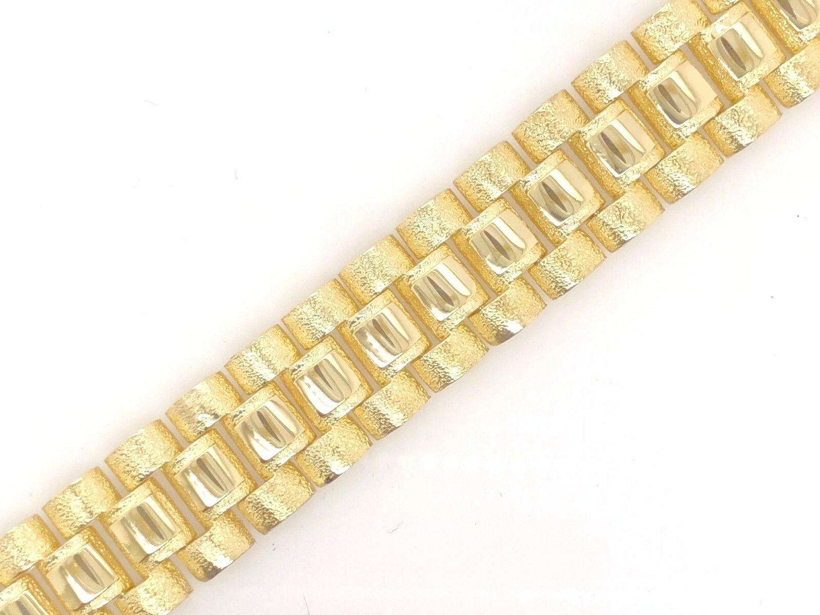 10k Yellow Gold Watch Link Chain Bracelet Adjustable 7.5" - 8" 14.8mm 33.5 grams