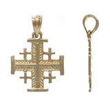 14k Yellow Gold Jerusalem Cross Charm Pendant 1.1 grams - Yellow