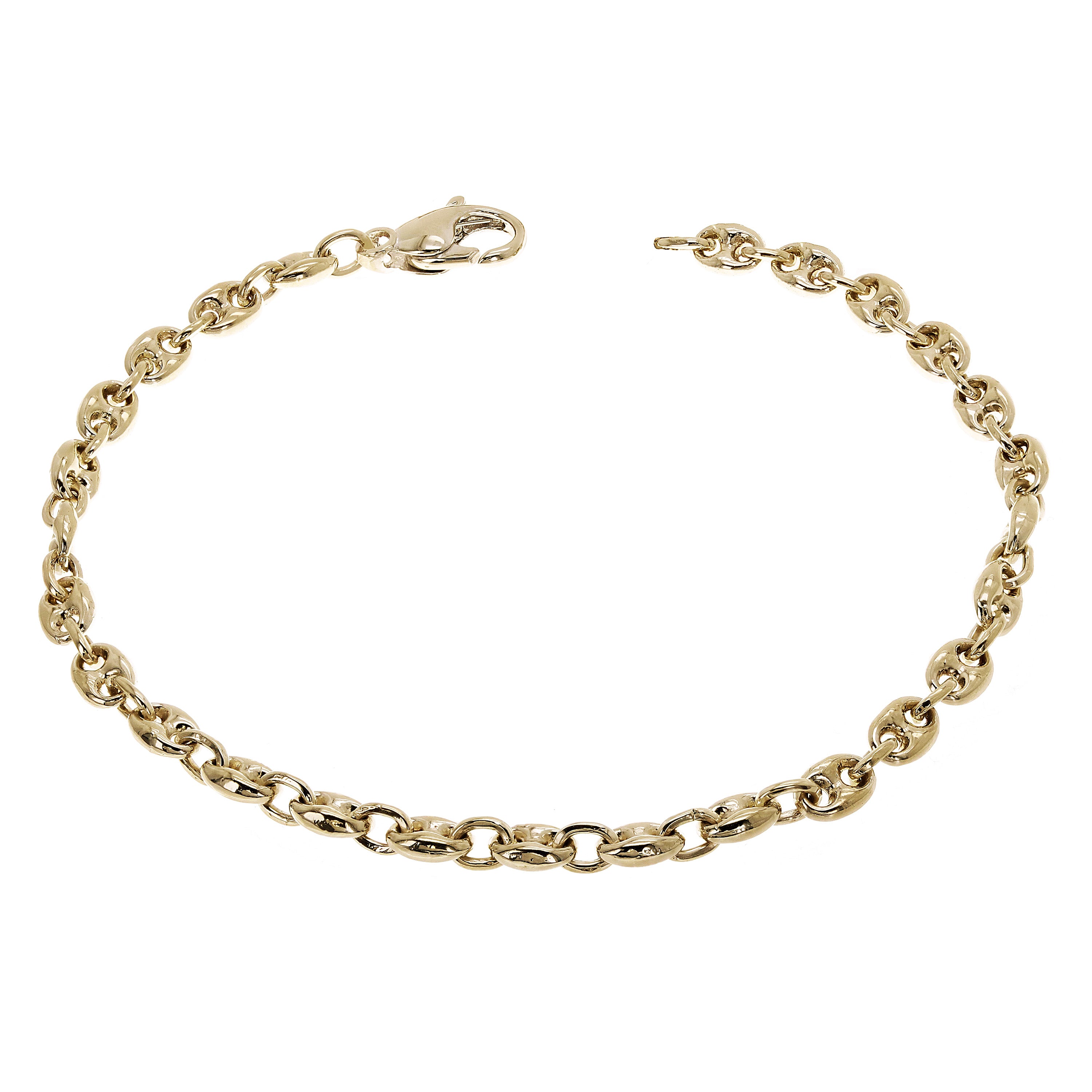 14k Yellow Gold Handmade Fashion Gucci Mariner Link Bracelet 7" 4.9mm 10.9 grams - Yellow,7"