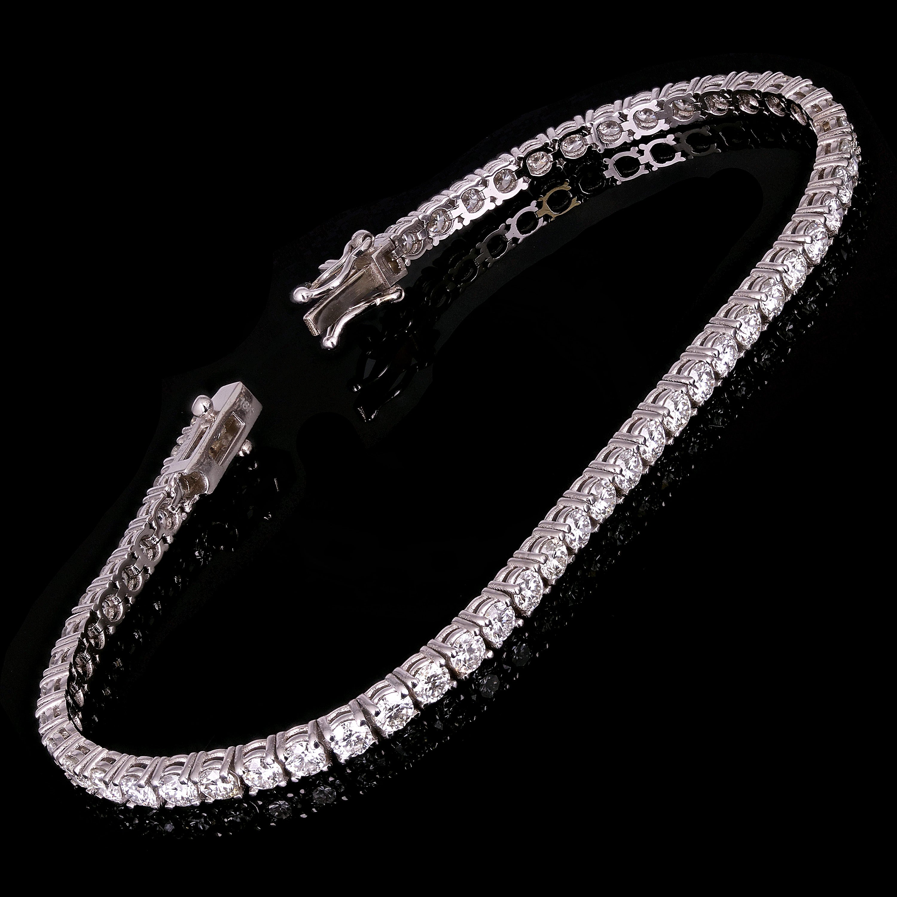 Women's 18k White Gold 6.87ctw Diamond Tennis Bracelet 7" 3.1mm 9.8 grams - 6.87ctw  9.8grams