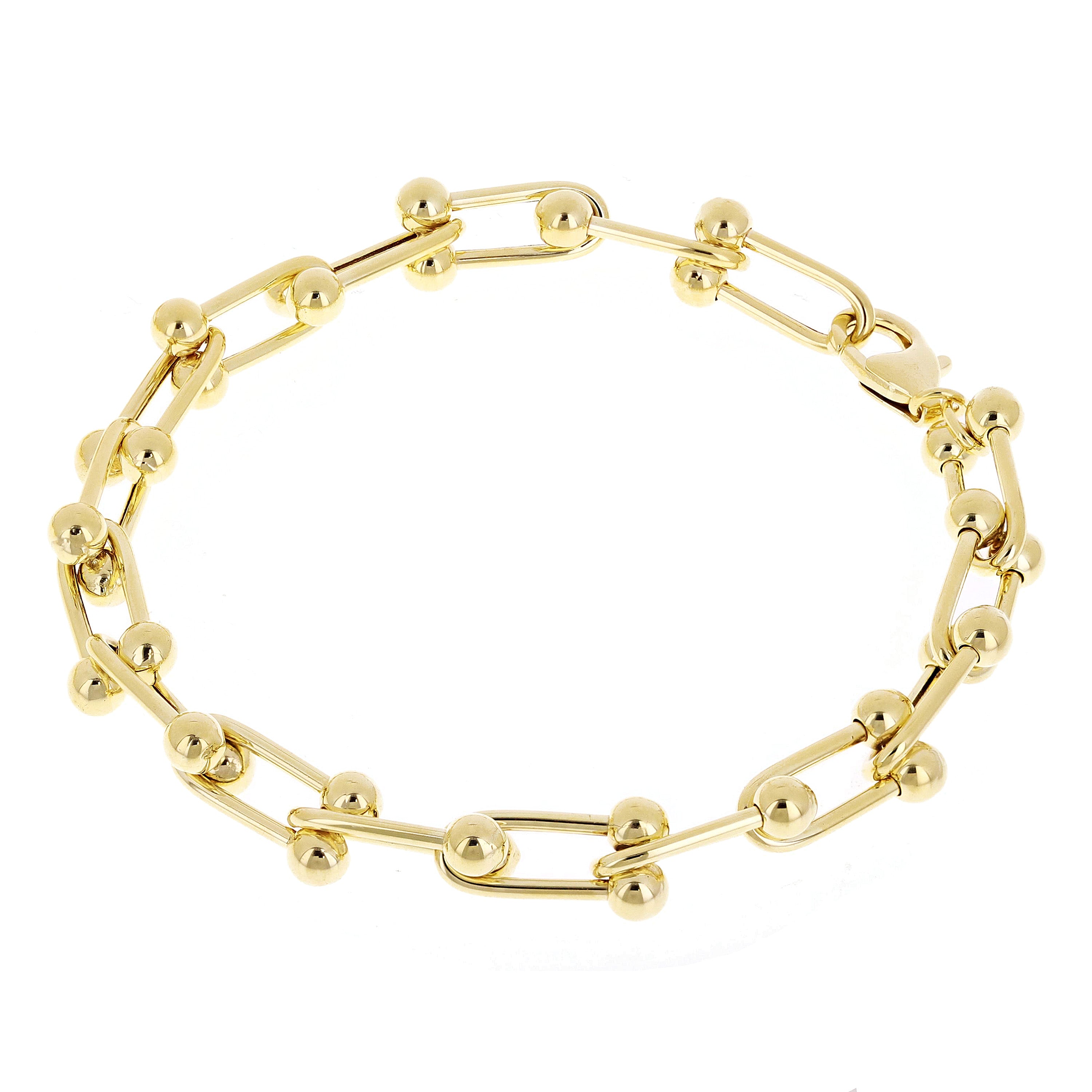 Italian 14k Yellow Gold Semi-Solid U-Link Chain Bracelet 7" 8mm 7.3 grams - Yellow 7" 8mm 7.3 grams