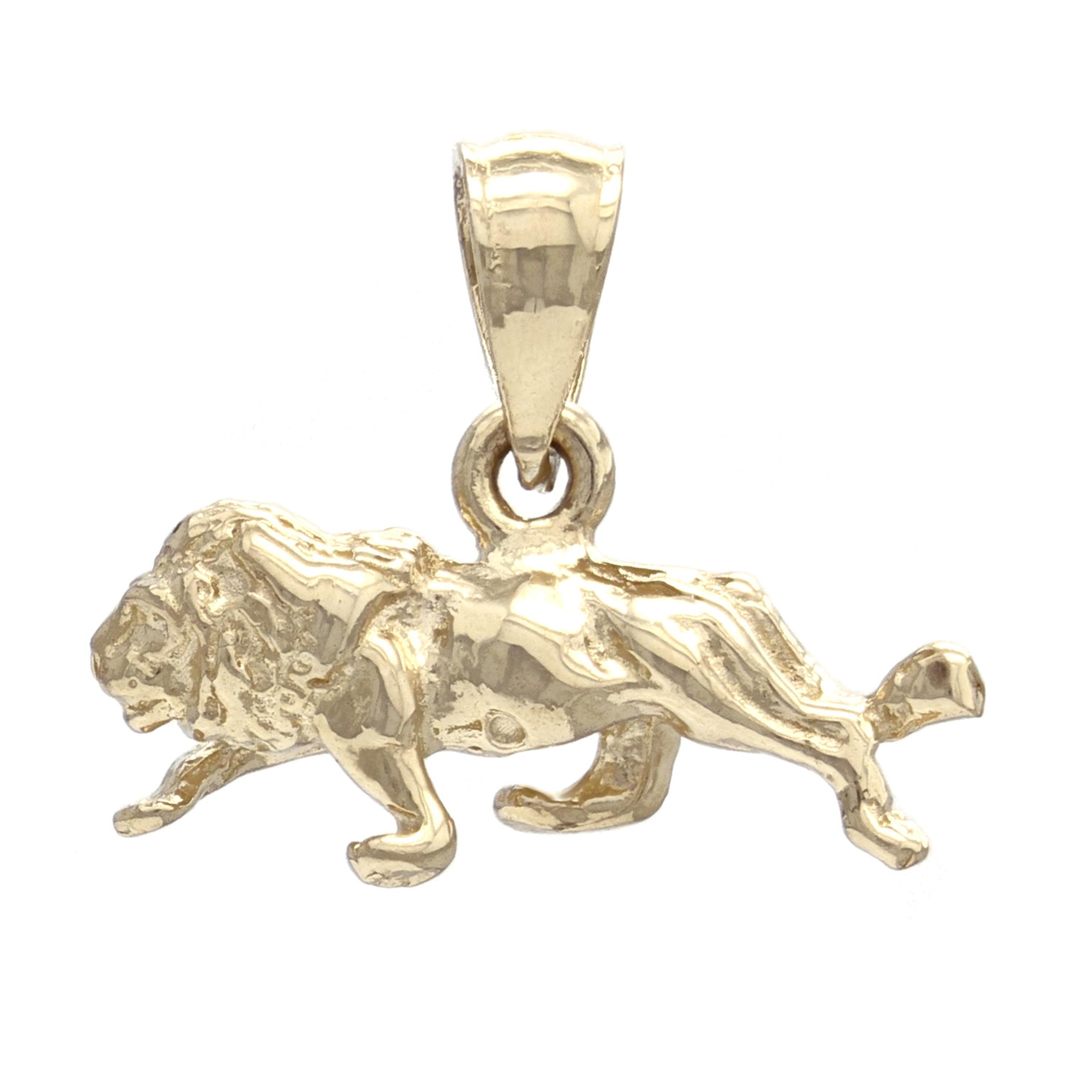 14k Yellow Gold 3D Lion Pendant Solid Gold Animal Charm 2.5 grams - Yellow