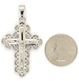 14k White Gold Jesus Christ Crucifix Cross Pendant Religious Charm 8.4 grams
