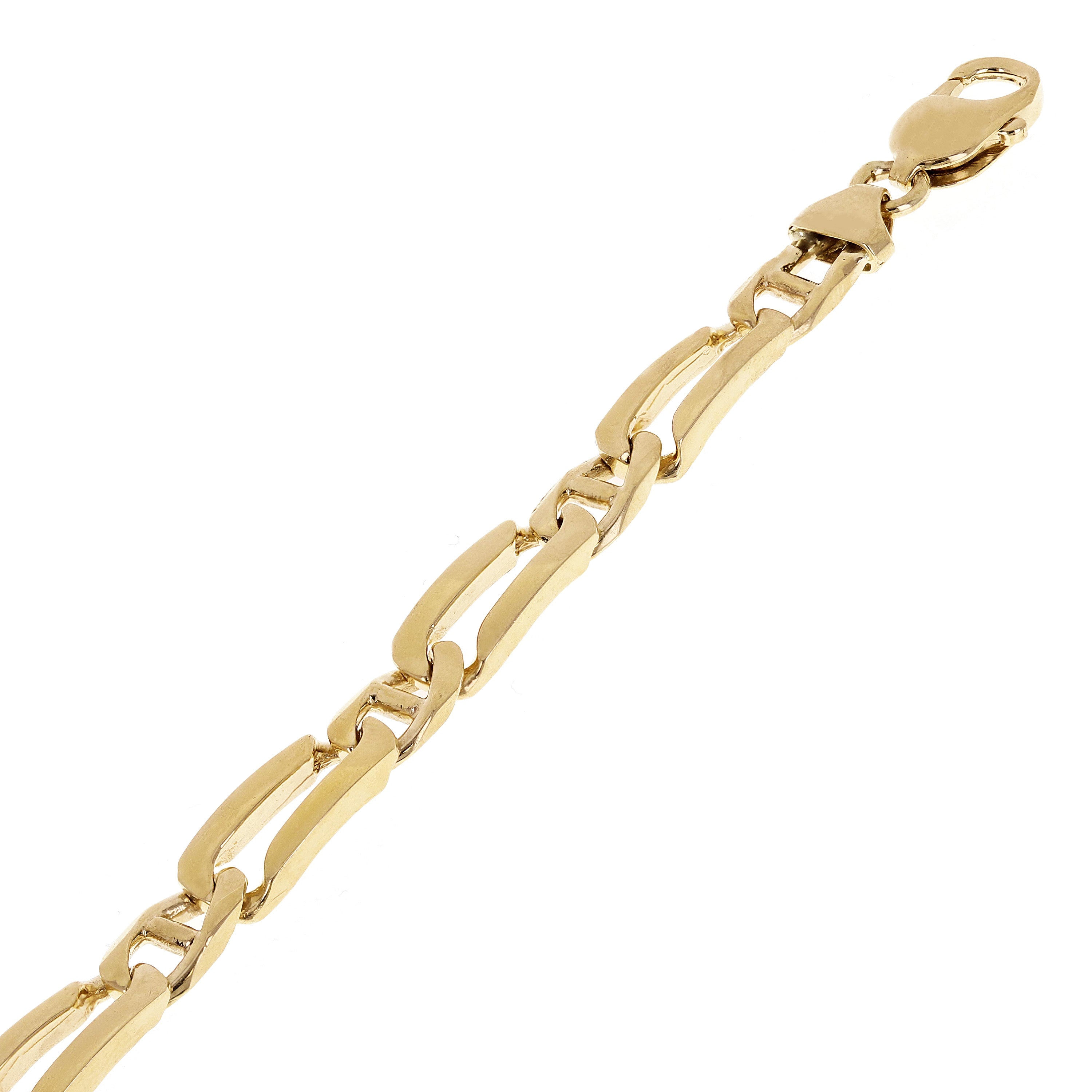 10k Yellow Gold Solid Rectangle & Mariner Link Chain Bracelet 7" 7mm 17 grams - 7"