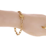 Italian 14k Yellow Gold LOVE Heart & U Shape Hardwear Link Bracelet 7.5" - 7.5" 8.7 grams