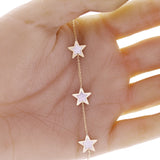 Italian 14k Yellow Gold Pearl Star Charm Station Bracelet 7.5" 11mm 2.5 grams