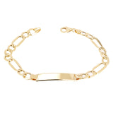 Italian 14k Yellow Gold Engravable Hollow Figaro ID Bracelet 8.25" 7.1mm 6.8 gram