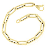 Italian 14k Yellow Gold Hollow Twisted Paper Clip Link Bracelet 8.25" 6.8mm 4.8g
