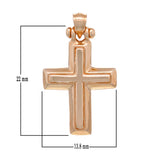 14k Rose Gold 3D Cross Religious Charm Pendant 1" 2.9 grams - Rose