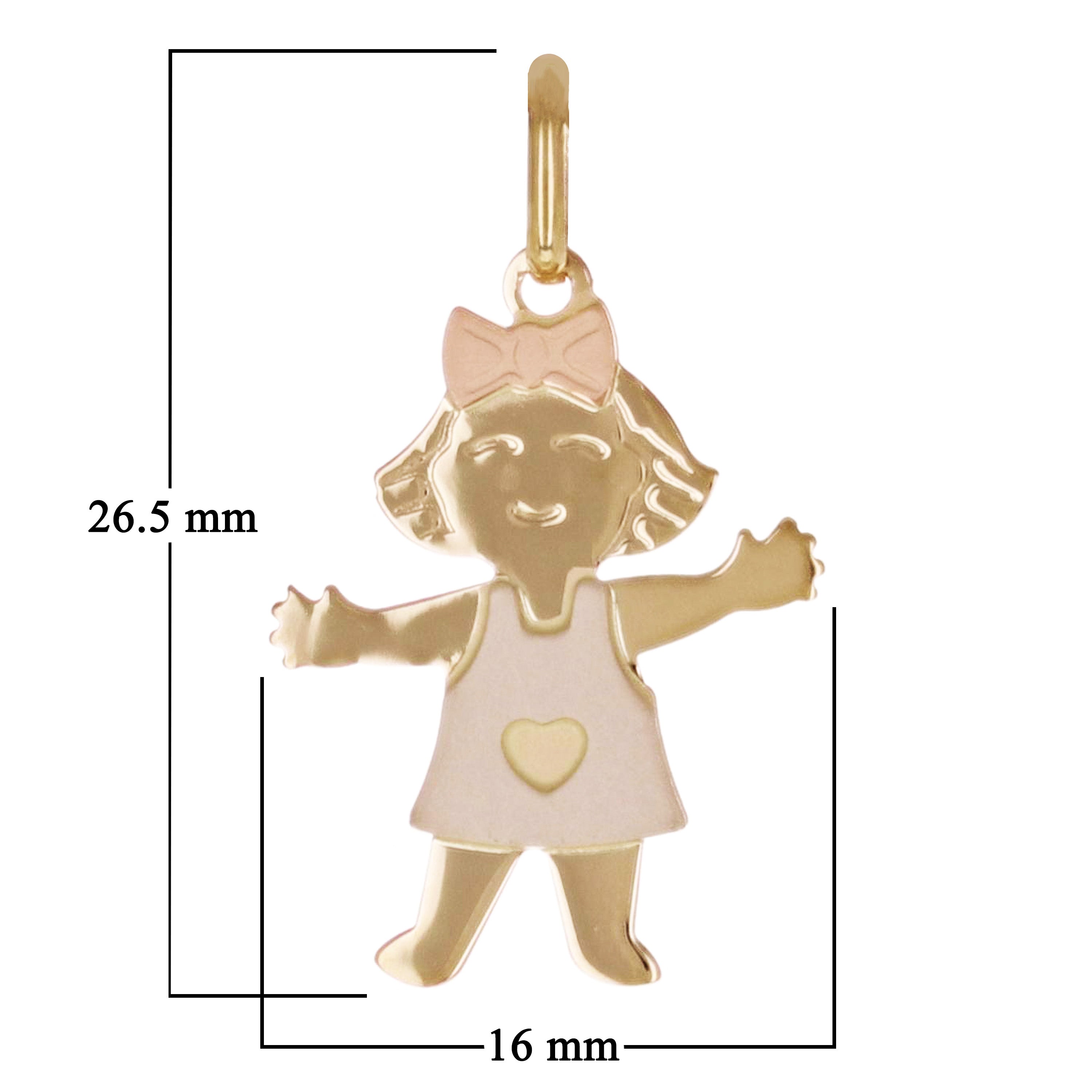Italian 14k Tri-Color Gold Little Girl Charm Pendant 1" 1.1 grams