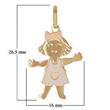 Italian 14k Tri-Color Gold Little Girl Charm Pendant 1" 1.1 grams